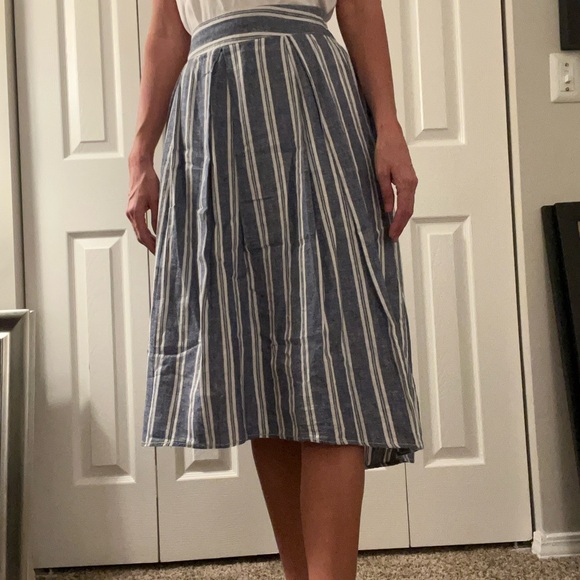 Striped Blue Midi Skirt - Picture 2 of 4